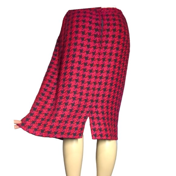 Liz MoOdy Pink Red and Black Checkered Luxury Skirt Size 14 - Picture 15 of 16